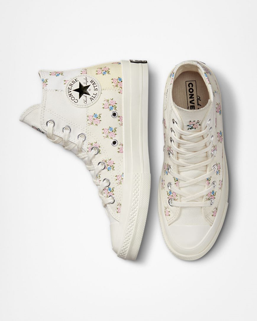 Tenis Converse Chuck 70 Patchwork Floral Cano Alto Feminino Bege Branco | PT K085073